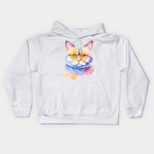 British Shorthair Cat watercolor Kids Hoodie